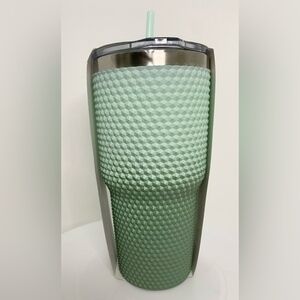 Green Textured Tumbler with Straw